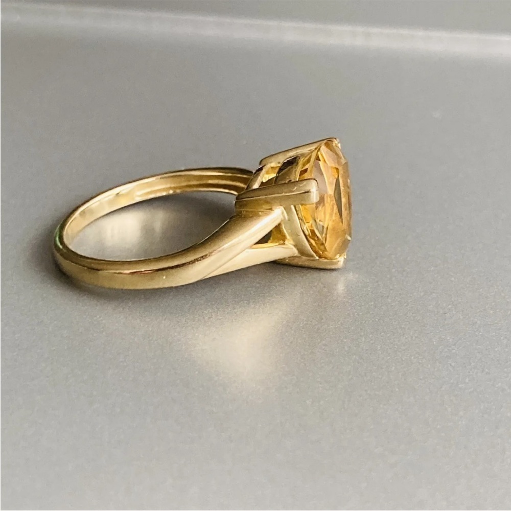 10k Gold Triangular Citrine Solitaire Cocktail Es… - image 8